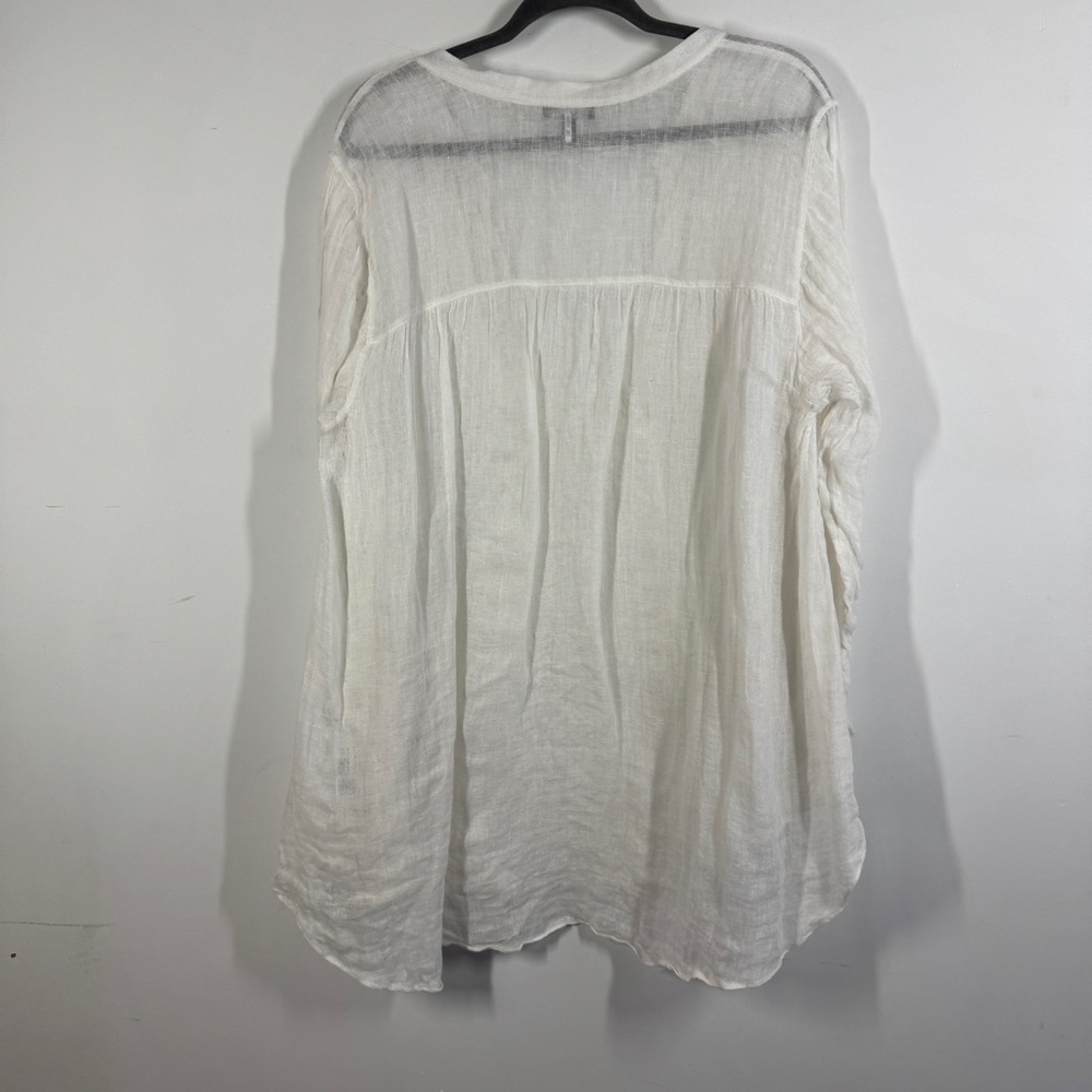 Eileen Fisher White Organic Linen Tunic Top Boho Minimalist Lagenlook Relaxed - Picture 10 of 16